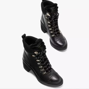 New NIB Kate Spade Black Walker Leather 7.5 Boot walk comfort chic bootie heel